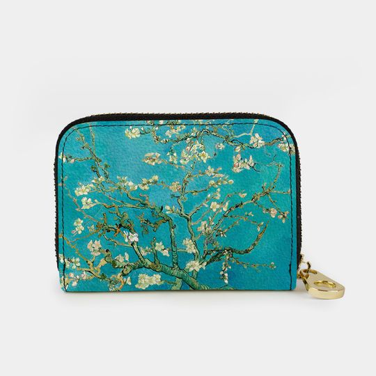 Discover Van Gogh Almond Blossoms Zipper Wallet, RFID Protection Zip Card Holder, 11 Pocket Vegan Leather Wallet, Zipper Card Holder Artists Gifts
