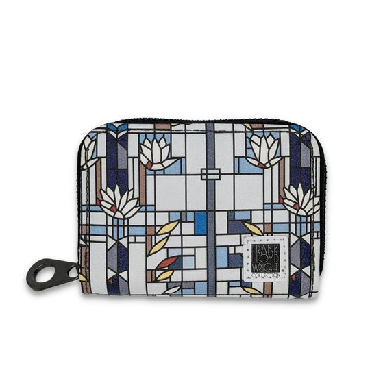Discover Frank Lloyd Wright Waterlilies Zipper Wallet, RFID Protection Zip Card Holder, 11 Pocket Vegan Leather Wallet, Zipper Card Holder Gift