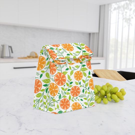 Discover Citrus Print Lunch Bag | Stylish Insulated Food Carrier for Office, Picnics, Back to School