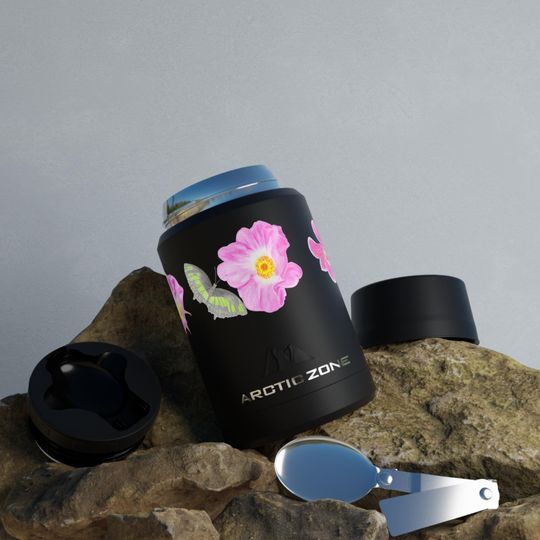 Discover Titan Copper Insulated Food Storage, Malachite Butterfly and Pink Flowers Design