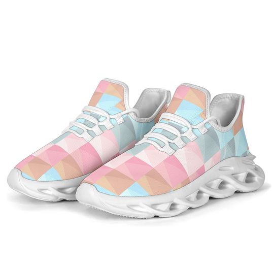 Discover M-Sole Pastel Geometric Sneaker, Unisex Adult Shoes Girlfriend Gifts for Her Casual Summor Shoes