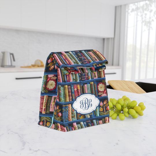 Discover Personalized Book Lovers Insulated Lunch Tote, Monogrammed Bookish Lunch Bag Tote
