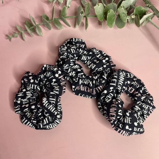 Discover Powerlifitng Words Scrunchie, Minimalist Scrunchie, Black Scrunchie