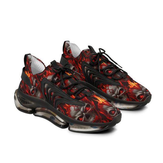Discover Wicked Skulls Men's Mesh Sneakers, Gothic Skull Print Running Shoes