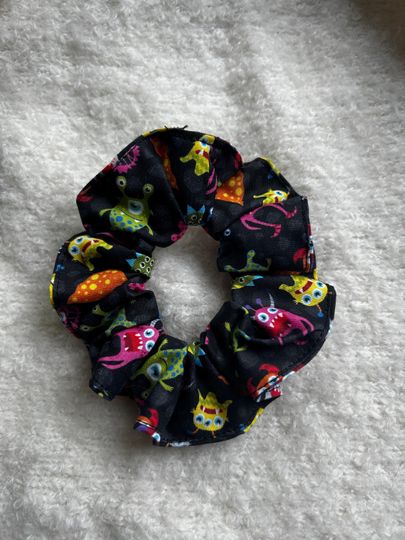 Discover Colorful Monster Hair Scrunchie  Fun & Whimsical Creature Print Scrunchy, Handmade Hair Accessory, Cute Gift for Her