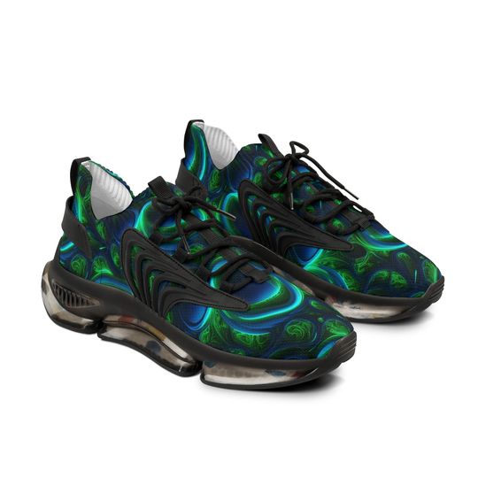 Discover Neon Mystery Men's Mesh Sneakers 100% Mesh-Knit Polyester Lightweight Athletic Shoes Breathable Running Sneakers Futuristic Streetwear