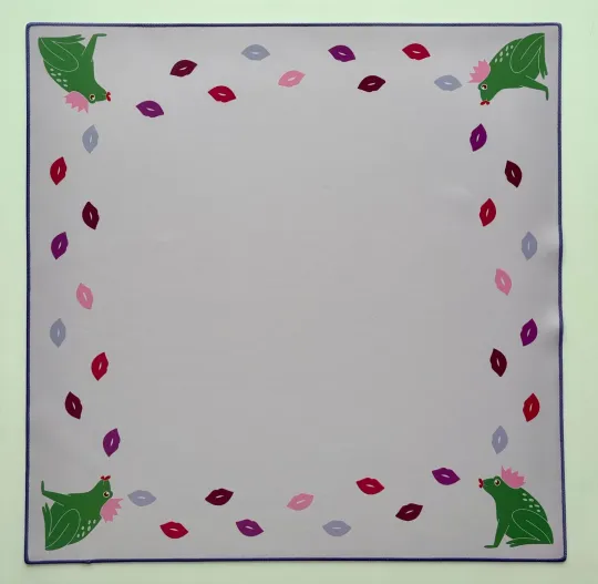 Discover Mah Jongg Frog Prince Love Mat in pale lavender from Two Sparrows Mahjong