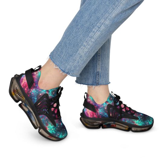 Discover Neon Space Sneakers, Women's Shoes, Galaxy Print Running Shoes, Outer Space Sneaker Gift