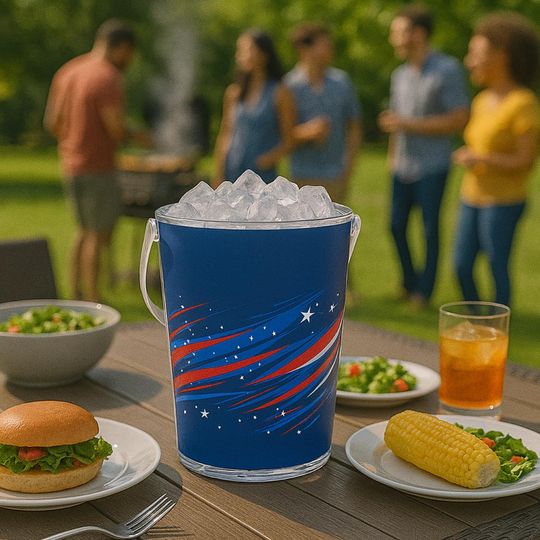 Discover Patriotic Gift Ice Bucket with Tongs Fourth of July Beach Party BBQ