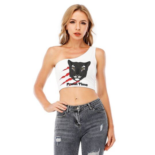 Discover All-Over Print Women's One-Shoulder Cropped Top