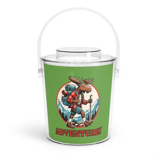 Discover Adventure! Moose Hiker | Hiking Moose Ice Bucket with Tongs