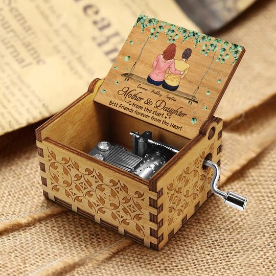 Discover Mother And Daughter - Personalized Mother Hand Crank Music Box