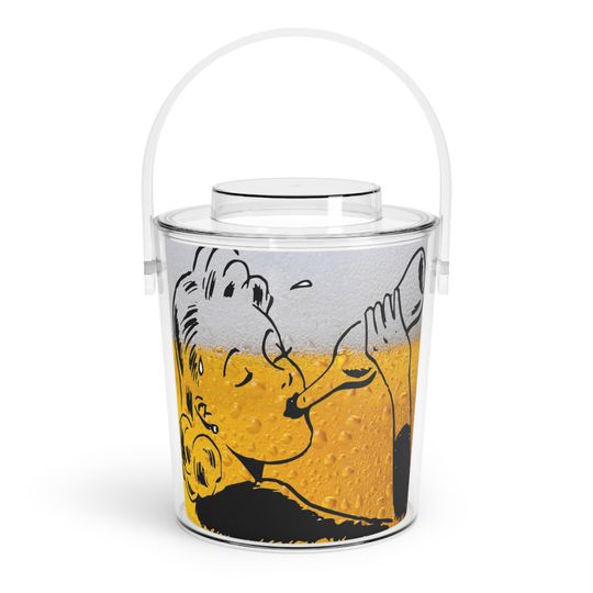 Discover Vintage Chick Drinking  over Beer Ice Bucket with Tongs