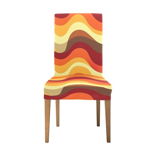 Discover Retro 70s Dining Chair Seat Covers, Yellow Orange Brown Vintage 1970s Geometric