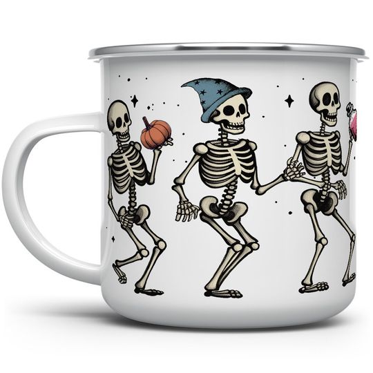 Discover Dancing Skeleton Halloween Campfire Coffee Mug, Halloween Lover Gift Mug, Fall Season Camping Mug, Fun Spooky Outdoor Camp Mug, Autumn Mug