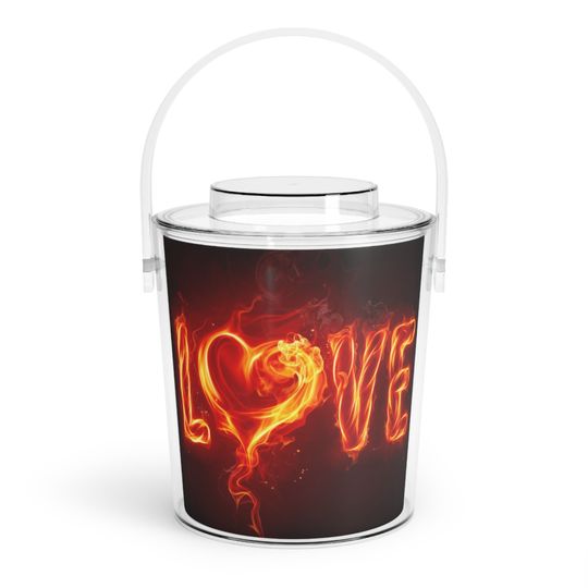 Discover Flaming Love Valentine's Ice Bucket with Tongs