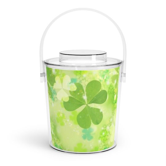 Discover Shamrocks Clovers St. Patrick's Day Ice Bucket with Tongs