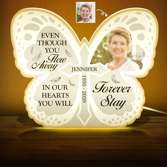 Discover          Custom Photo Even Though You Flew Away - Loving, Memorial Gift For Family, Siblings, Friends - Personalized Custom Shaped Photo Light Box       