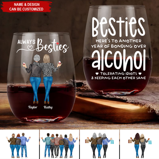 Discover Here's To Another Year Of Laughing &Keeping Each Other Sane! - Personalized  Wine Glass