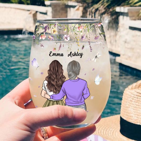 Discover You Awesome - Personalized Mother's Day Mother All Over Wine Glass