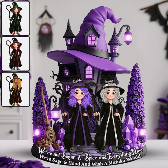 Discover Witch Friends - Personalized Witch Custom Shaped Acrylic Plaque