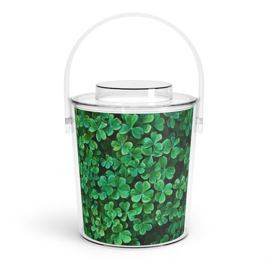 Discover Shamrocks Clovers St. Patrick's Day Ice Bucket with Tongs