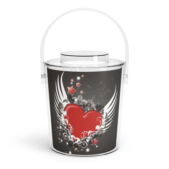 Discover Flying Winged Heart Rocker Valentine's Ice Bucket with Tongs