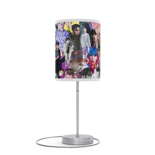 Discover BTS Purple Collage Lamp on a Stand, US|CA plug - K-Pop Inspired Home Decor