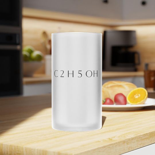 Discover C 2 H 5 OH Frosted Glass Beer Mug, Perfect for Home Bar, Unique Gift for Beer Lovers, Custom Drinkware for Parties, Ideal for Celebrations
