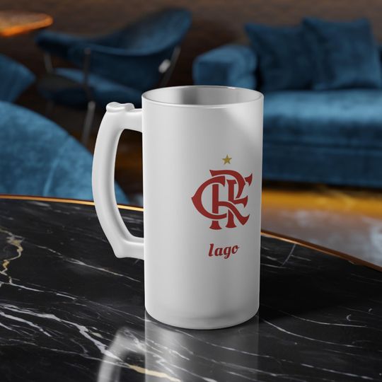 Discover Flamego Frosted Glass Beer Mug, Custom Beer Mug, Unique Gift , Frosted Mug for Parties, Stylish Drinkware, Brasil, Soccer