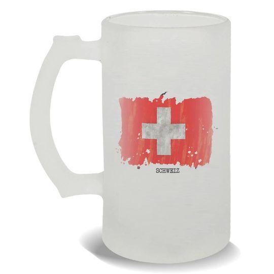 Discover Switzerland Flag Frosted Beer Mug Gift Country Name Original Extra