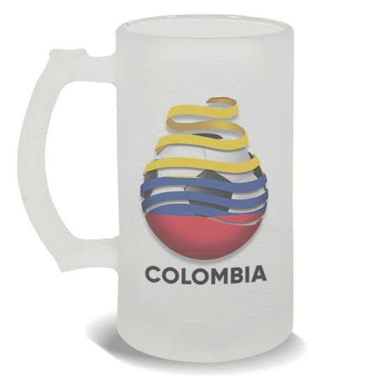 Discover Colombia Soccer Flag Frosted Beer Mug Gift Football Country Pride Colombian