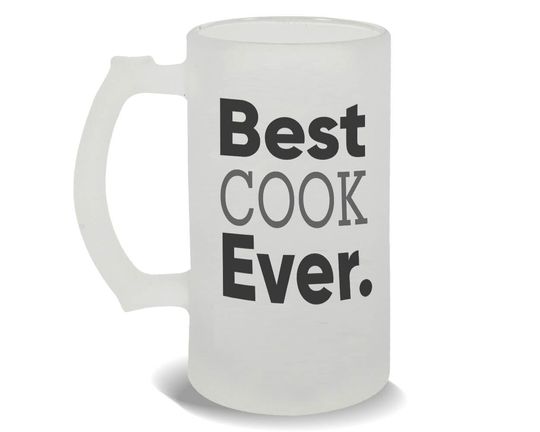Discover Best COOK Ever Frosted Beer Mug Gift Occupation Office Work Christmas Birthday Grad