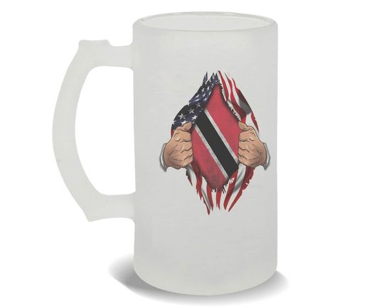 Discover Trinidad and Tobago Frosted Beer Mug Gift Flag USA Chest American Trinidadian Expat Country