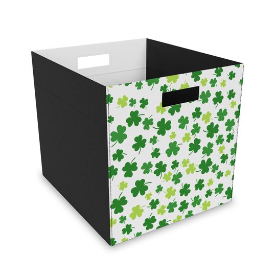 Discover St. Patrick's Day Felt Storage Box, Green Shamrock Organizer, Holiday Decor Container