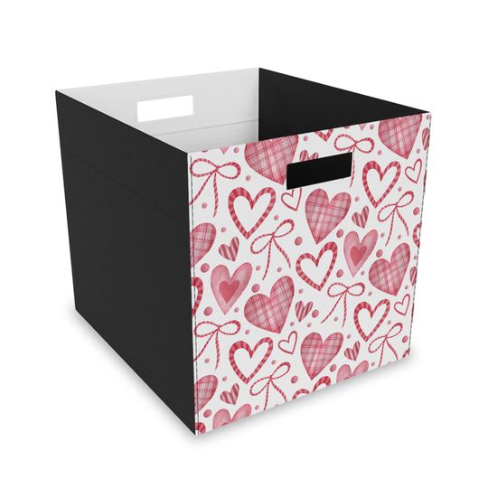 Discover Valentine's Day Felt Storage Box, Heart Pattern Organizer, Cute Home Storage