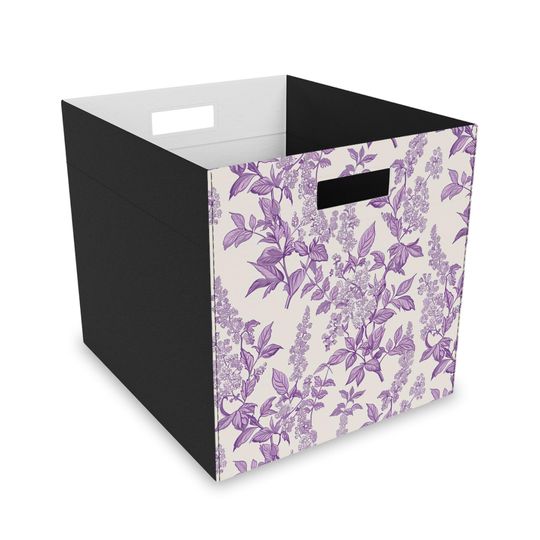 Discover Purple Chinoiserie Storage Bin, Dusty Purple Home Decor,nFloral Wildflower Leaf Design