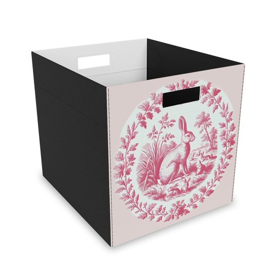 Discover French Toile Pink rabbit Felt Storage Box Our Beautiful Vintage Style Toile Design