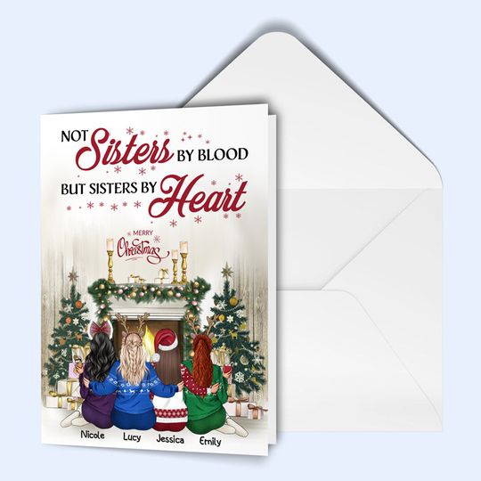 Discover Best Friends Not Sisters By Blood But Sisters By Heart, Christmas Gift For BFF Folded Card
