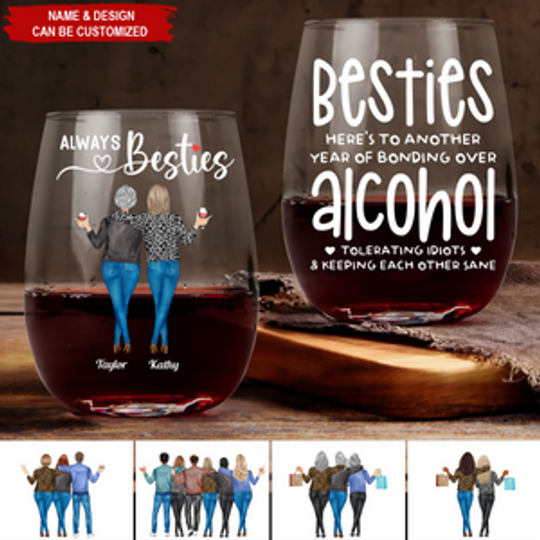 Discover Here's To Another Year Of Laughing & Keeping Each Other Sane! - Personalized Glass
