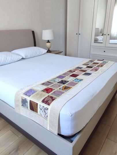 Discover Patchwork Pattern Beige Color Bed Runner