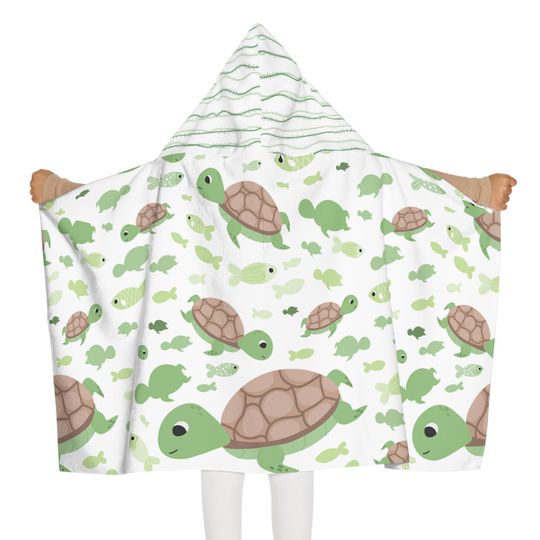Discover Turtle Youth Hooded Towel, Kids Bath Towel, Cute Animal Design