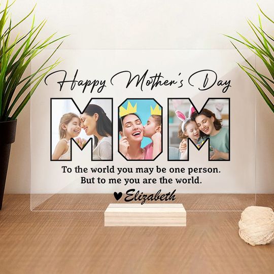 Discover Custom Photo Happy mother's Day You Are My World Acrylic Plaque and Stand