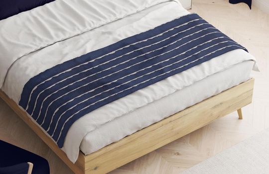 Discover Blue and white bed runner,