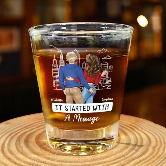 Discover Started With A Message Couples - Personalized Shot Glass