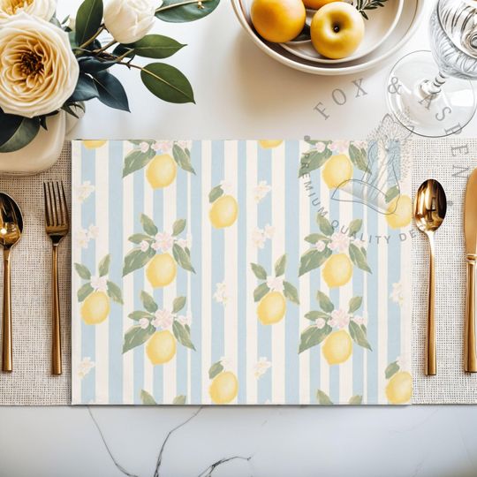 Discover Navy Stripes Blue Decor, Boho Dining Room Decor, Placemat