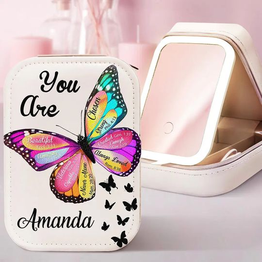 Discover You Are Beautiful Christians - Personalized Makeup Box With LED Mirror