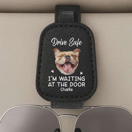 Discover We're Waiting at the Door Car Visor  Custom Photo Dog & Cat Leather Visor