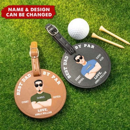 Discover Best Dad By Par - Personalized Leather Golf Bag Tag