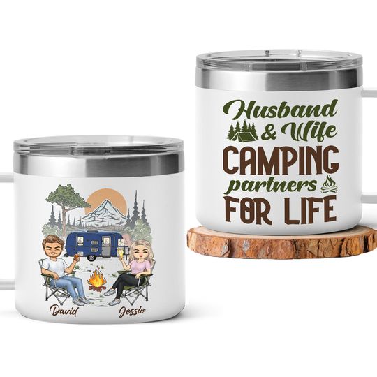 Discover Husband Wife Camping For Life - Personalized 14oz Tumbler - Gift For Husband, Wife